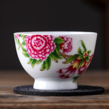 手绘石榴花神杯测评，精湛的手绘工艺，还可以边品茶边赏花边读诗词