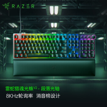 Razer段落光轴+消音泡沫加持，更加快速可靠的雷蛇猎魂光蛛V2机械键盘