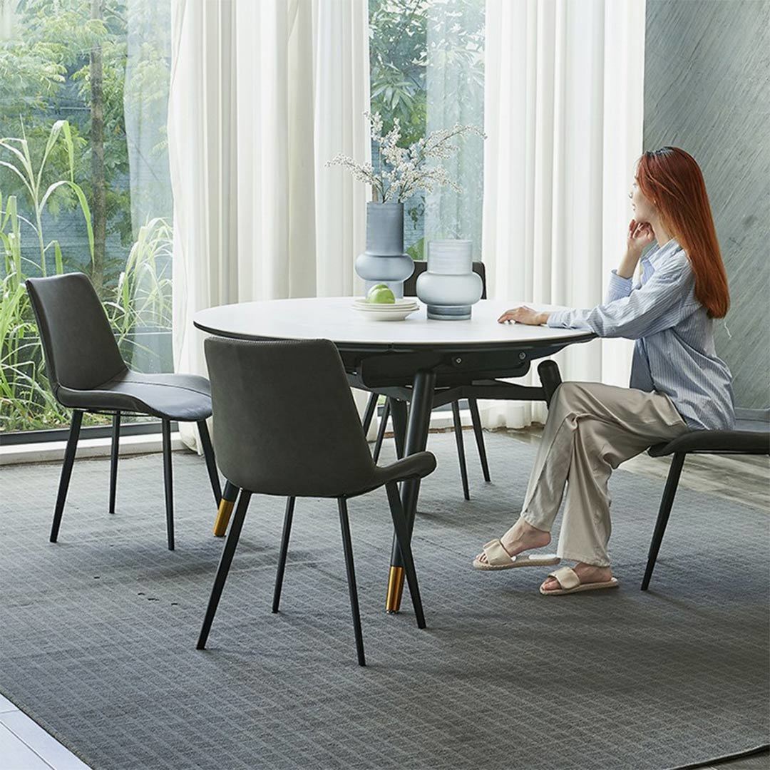 小米有品伸缩餐桌椅套装，实木桌角，圆/方桌自由切换，岩板台面，耐磨耐热易清洁～