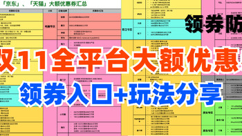 领券防身！2021年双11各平台大额优惠券汇总表，领券入口+玩法分享，一张图搞定！