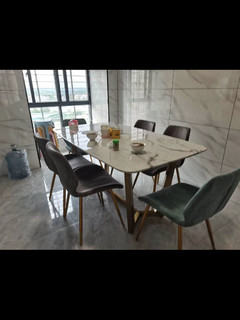 芝华仕轻奢大理石餐桌椅组合长方形现代简约