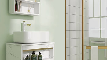 4㎡薄荷绿小清新卫生间装修|高颜值浴室柜小尺寸小号浴室柜