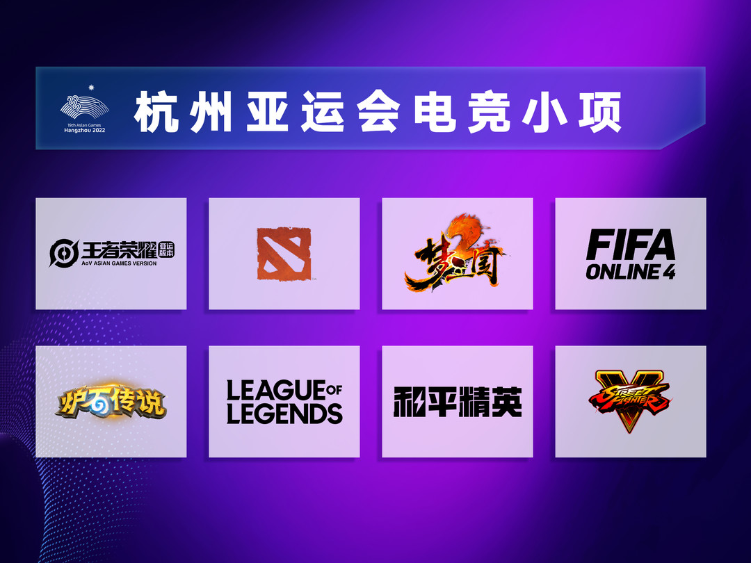 重返游戏：杭州亚运会电竞项目公布 英雄联盟等8款游戏入选