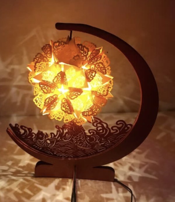 故宫文创故宫锦鲤纸雕灯锦鲤diy手工小夜灯