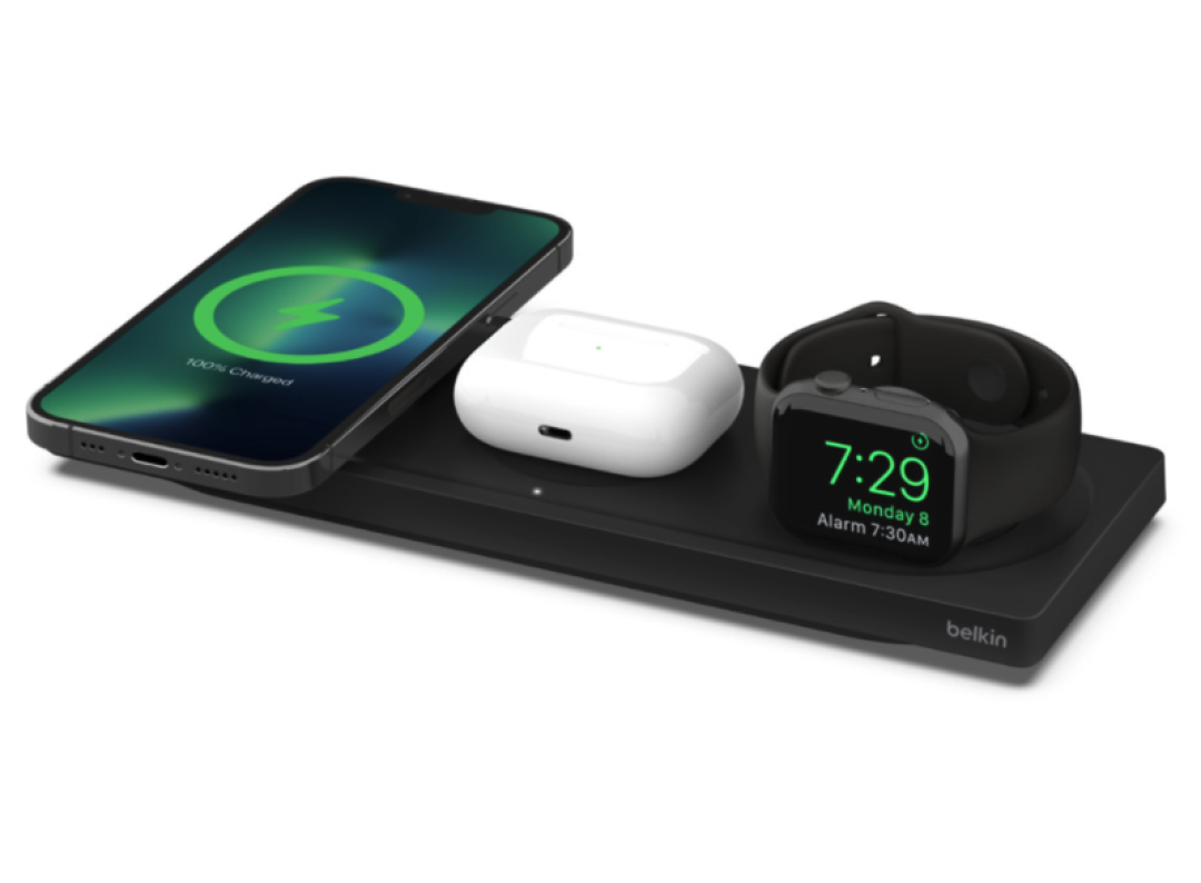 贝尔金发布 BoostCharge Pro 三合一无线充电板：支持 Apple Watch 7 快充