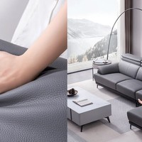 左右上新现代头层黄牛皮沙发，复合双层头枕设计、12档可调，坐躺都舒适～