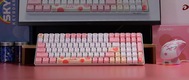 粉色系100key种草实录▎达尔优A100三模热插拔轴机械键盘