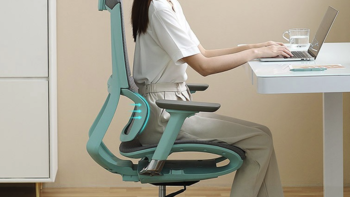 林氏木业人体工学椅，绿框灰高颜值，六区承托动态撑腰，养眼又舒适~