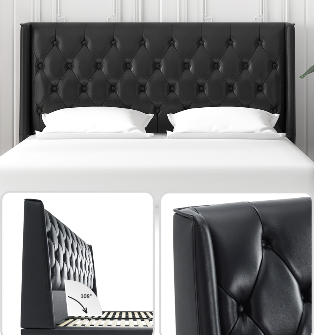 喜临门头层牛皮软床,意式极简风格 拉扣工艺床背,500kg高承重,能睡8