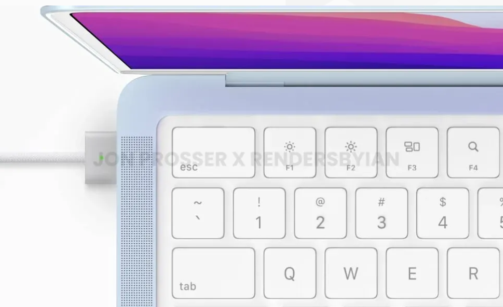 网传 苹果新Macbook Air 渲染图，刘海屏、直边设计、MagSafe充电？