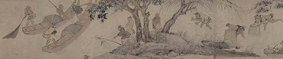 春日里人们对江鲜的追求古而有之，许多流传至今的古画中都有描绘江南水乡渔人作业场景的主题。明周臣《鱼乐图》卷，现藏于故宫博物院 ©故宫博物院