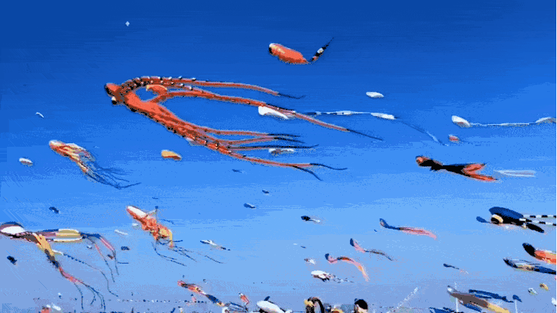 每年潍坊风筝节时，天空上密密麻麻的全是风筝。（图源网络）