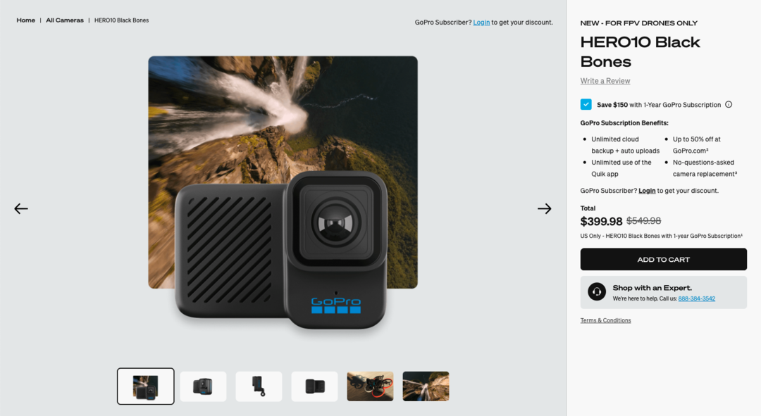 GoPro 推出 HERO10 Black Bones 相机：可拍摄 60fps 5.3K 视频
