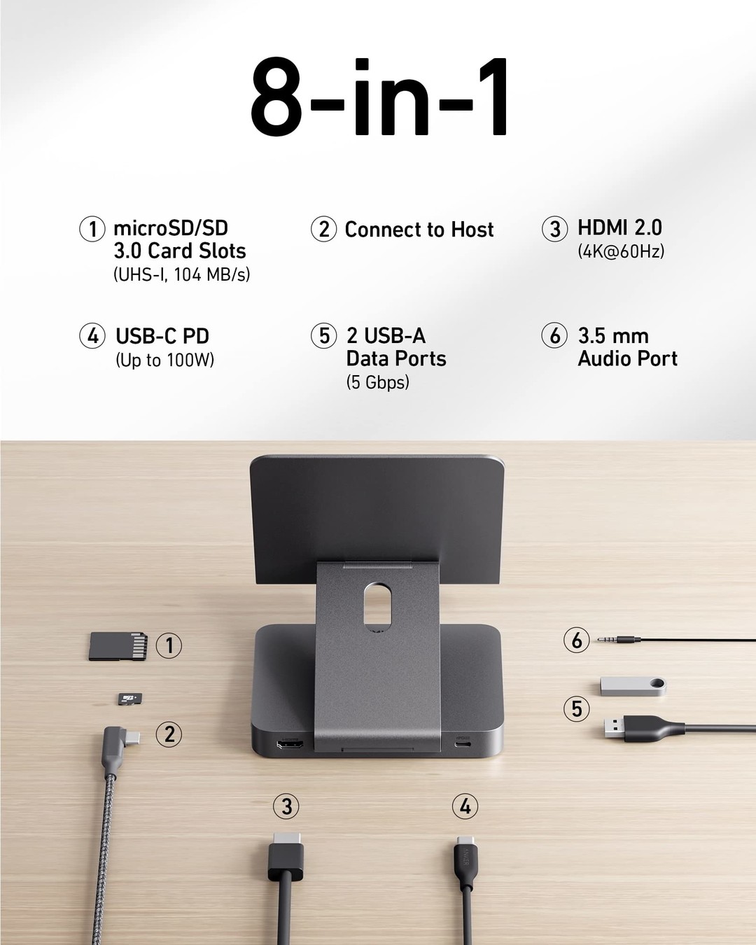 Anker推出 8 合 1 USB-C 扩展坞：专为平板电脑设计