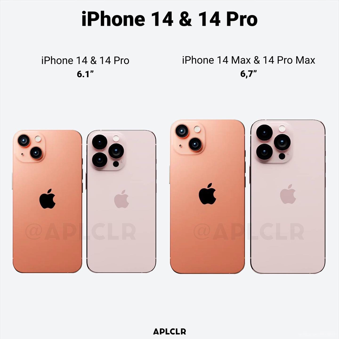 网传丨iPhone 14 系列机模曝光：6.7英寸大屏双摄