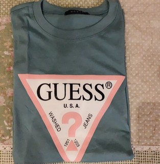 万物皆可测GUESS 情侣款男士纯色短袖