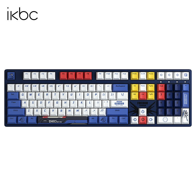经典高达配色+无线2.4G全尺寸机械键盘 - ikbc 自由高达（ cherry 红轴版）