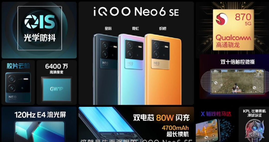 热血酷玩：iQOO Neo 6 SE 发布，骁龙870、80W快充、贴心游戏优化