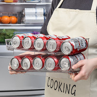 冰箱收纳盒神器啤酒饮料储存置物架双层滚动易拉罐可乐整理盒抽屉