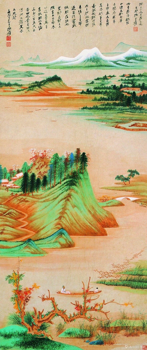张大千绢本青绿山水巨制《烟江叠嶂图》亮相中国嘉德2024春拍_