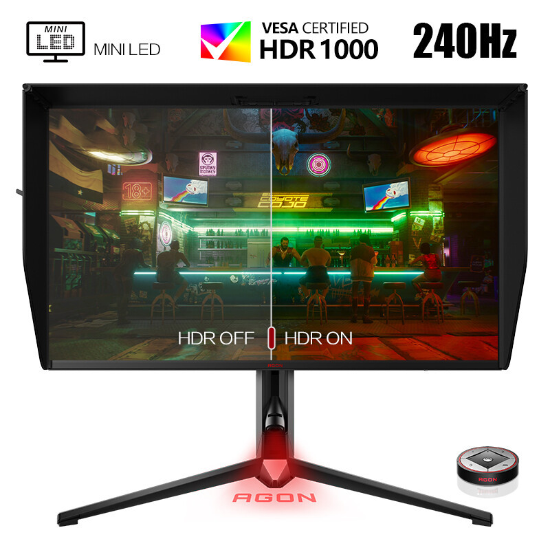 AOC 发布新款 AG274QZM 显示器：2K 240Hz MiniLED屏、自带遮光罩