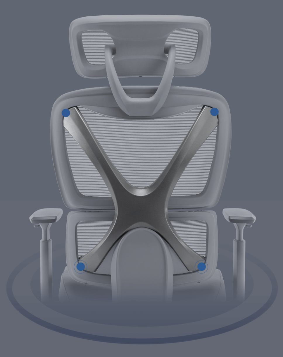 小米有品双背联动工学椅，德国植绒网布+一体四点位支撑+全椅11处可调
