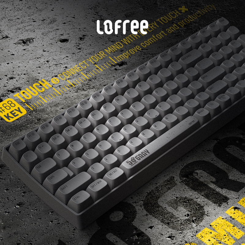 Lofree洛斐小翘100三模机械键盘水泥灰黄轴版轻体验