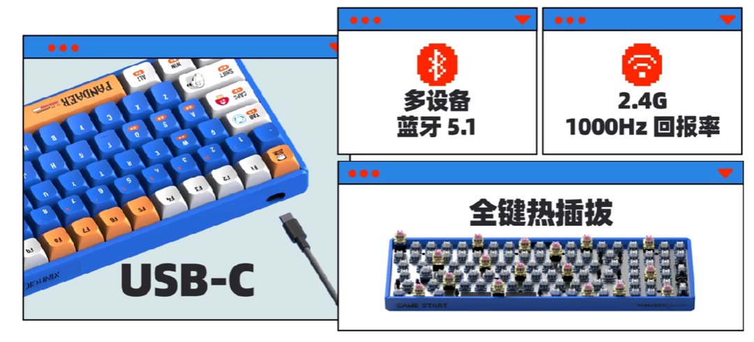 魅族联合iQUNIX发布 超合金全键机械键盘，热插拔TTC轴、三模、96配列