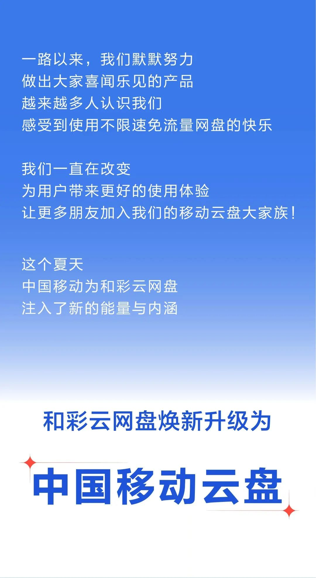 和彩云网盘更名为「中国移动云盘」：送会员季卡，上传/下载不限速