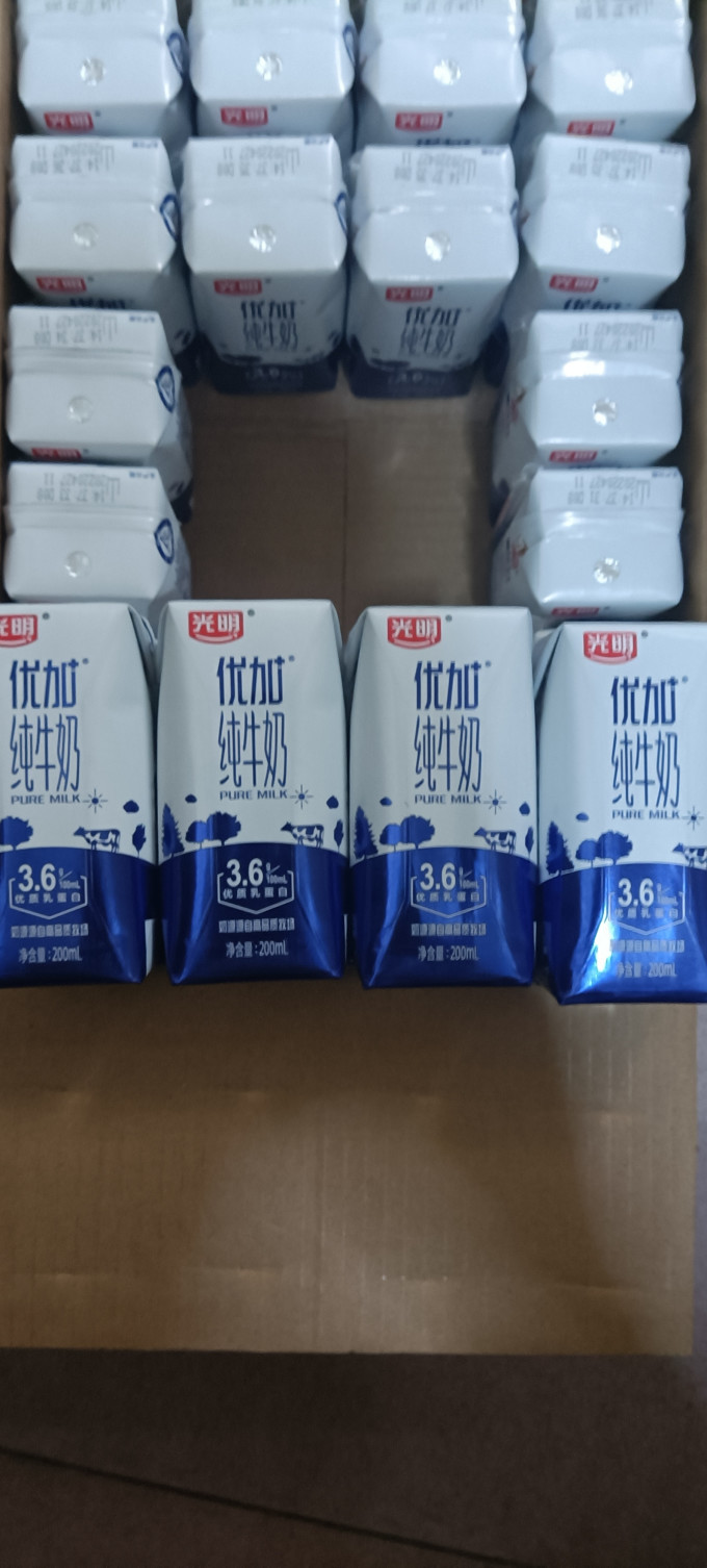 光明优加纯牛奶200ml24盒
