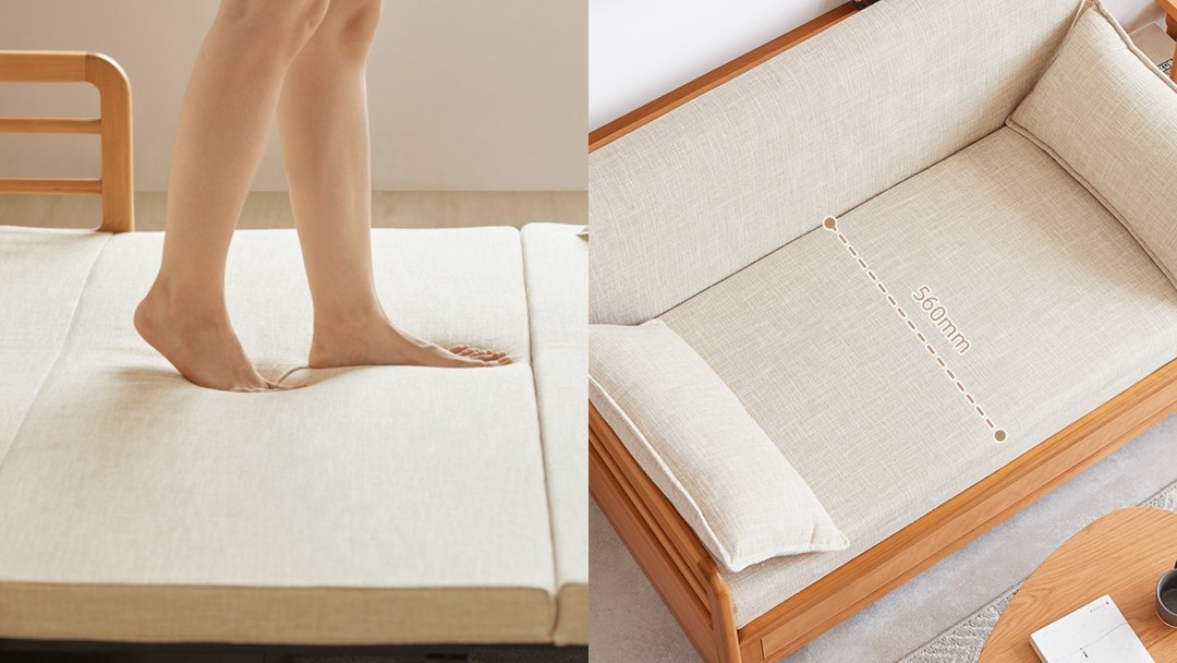 原始原素新品沙发床，北美进口赤杨木+大板直拼+三折推拉铁艺结构，小户型变身神器