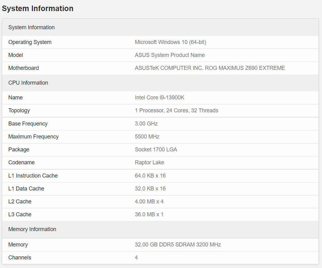 网传丨英特尔未上市的 i9-13900K 跑分出现在 GB 数据库中