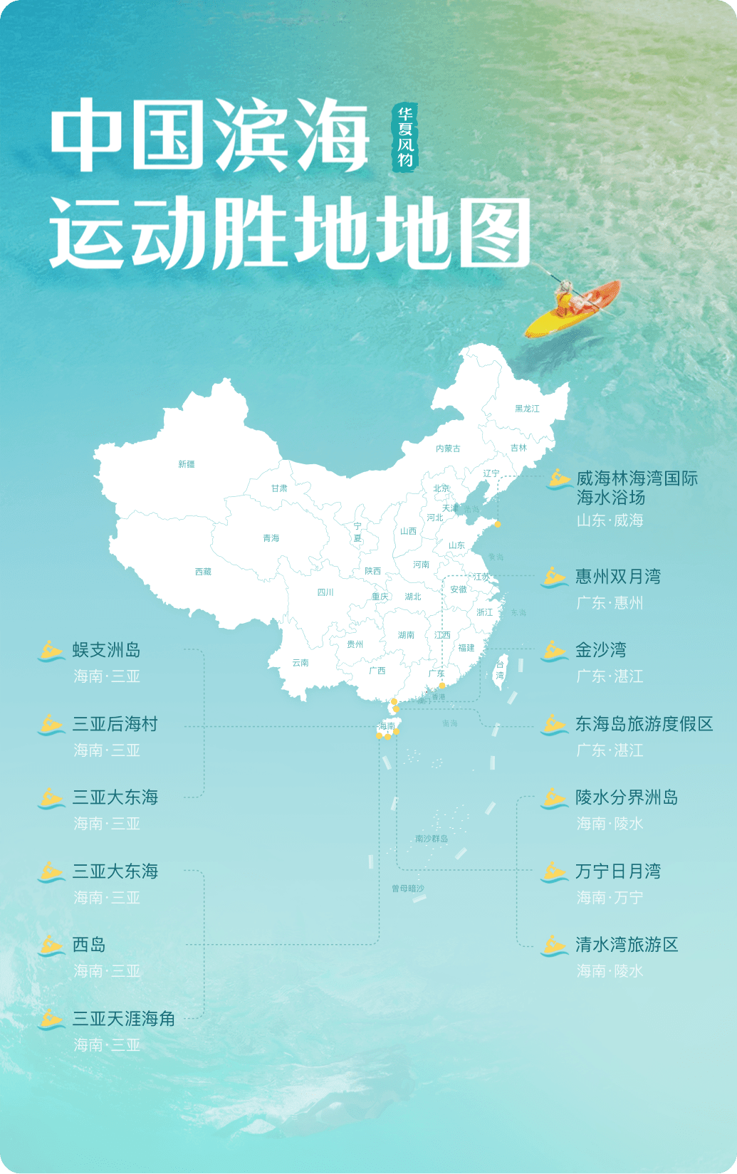 中国滨海运动胜地地图 ©华夏风物