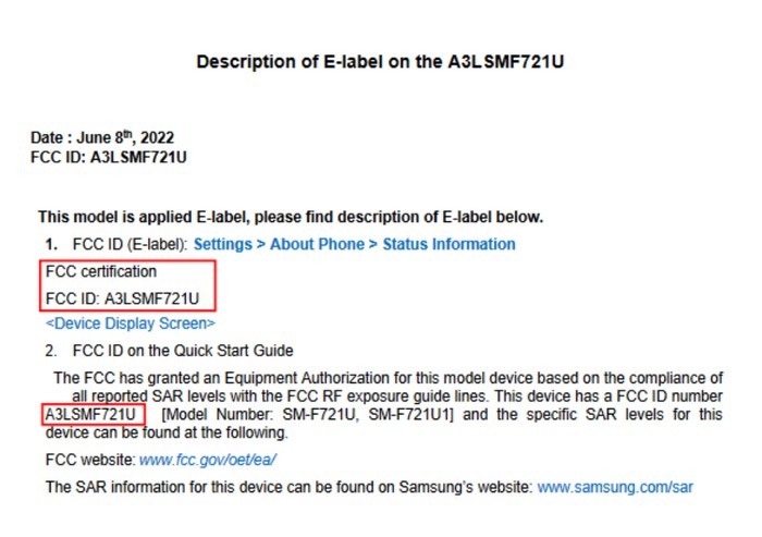 三星Galaxy Z Flip4已通过FCC认证，支持5G、NFC、配有双电芯电池