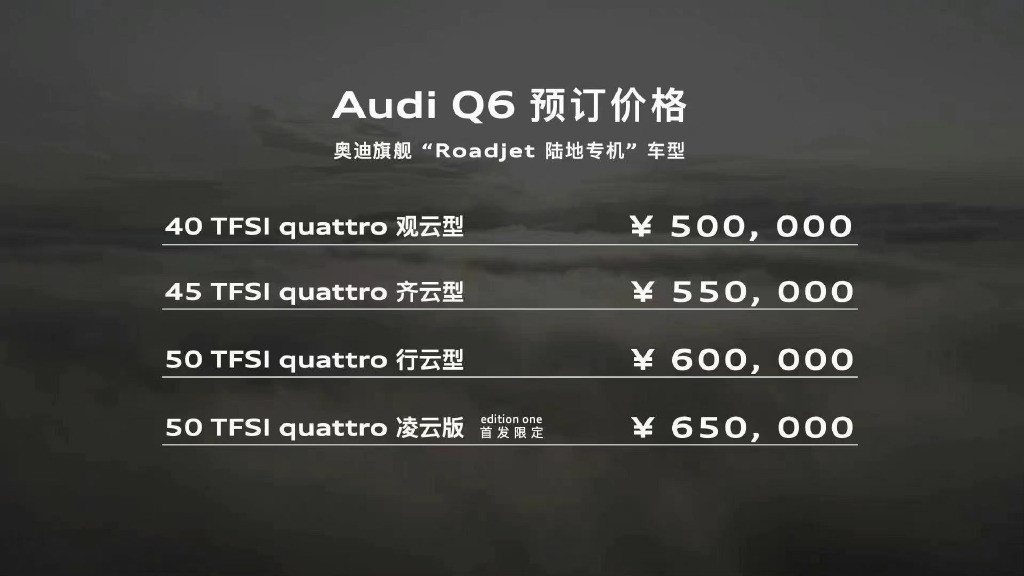 上汽奥迪Q6正式亮相 预售50-65万元