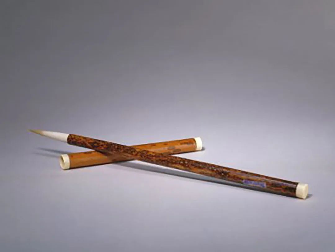 斑竹管玉笋笔，该笔笔头为羊毫制，长锋造型，应是清中期之后进贡宫廷的湖州毛笔 ©故宫博物院