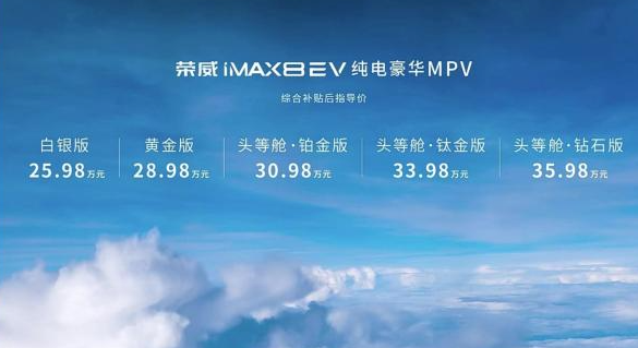 上汽荣威iMAX8 EV正式上市，售价25.98万元起