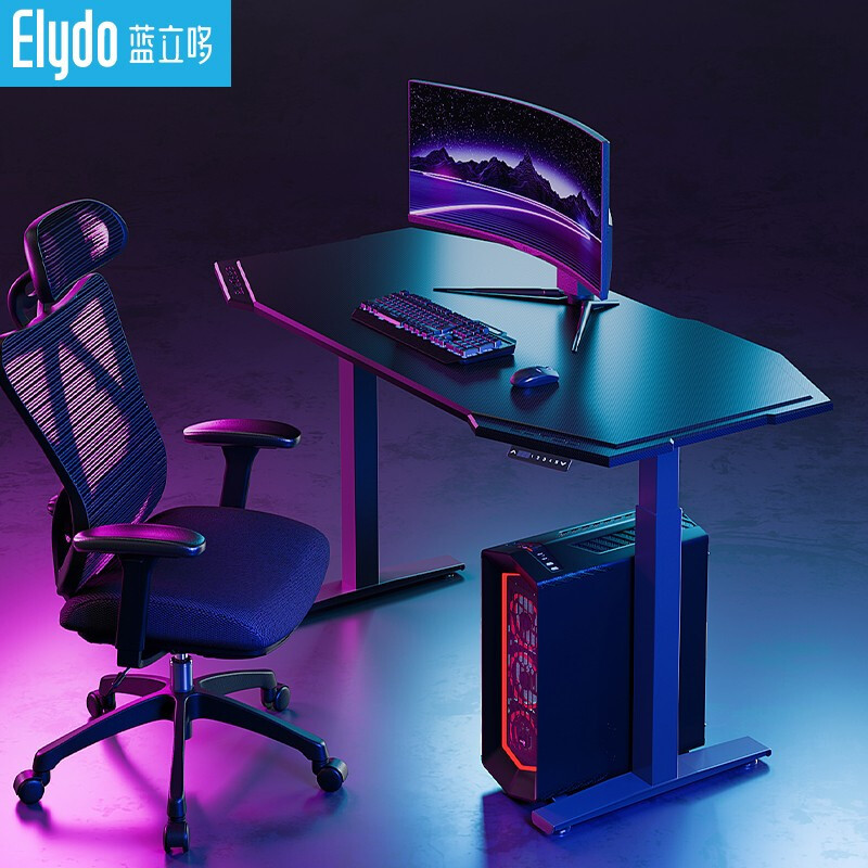 酷炫有型碳纤维纹理：无论办公还是电竞娱乐都非常合适的电动升降桌初体验！