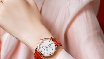 罗西尼CHIC系列女士手表，日历防水白色表盘，时尚石英红色皮带，尽显美观大方。