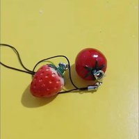 田园风仿真草莓西红柿手机挂绳u盘钥匙挂饰包包手机挂件生日礼物