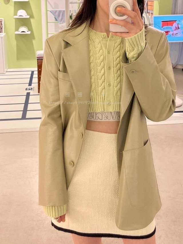 韩系姐感皮西装，太气质了