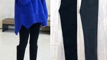 和蓝色毛衣搭配的，除了可以是同色系的蓝色半身裙，也可以是显瘦的黑色紧身裤。