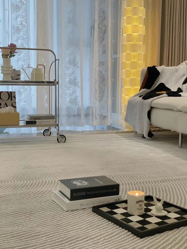 意式极简地毯素色客厅茶几毯