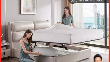 双十一芝华仕现代简约真皮储物床双人主卧大床1.8米轻奢软包婚床架C078