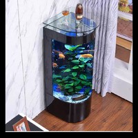 鱼居乐半圆形鱼缸水族箱小型客厅家用大型生态金鱼缸玻璃造景装饰