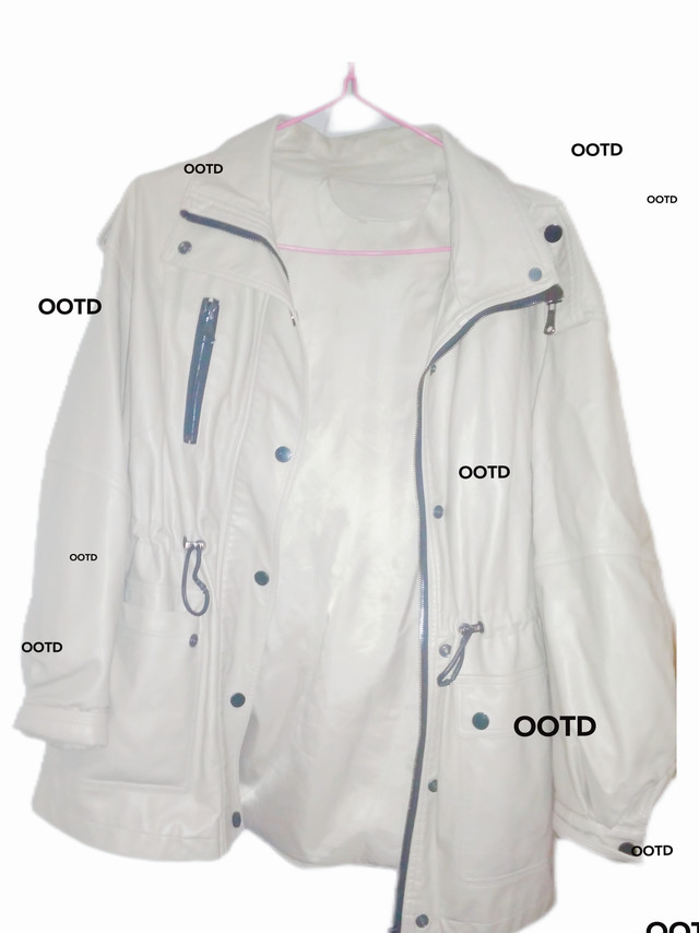 凯撒真皮女士白色皮衣！又酷又可爱！