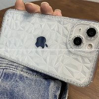 网红辣妹钻石纹手机壳适用于iPhone13苹果全包透明