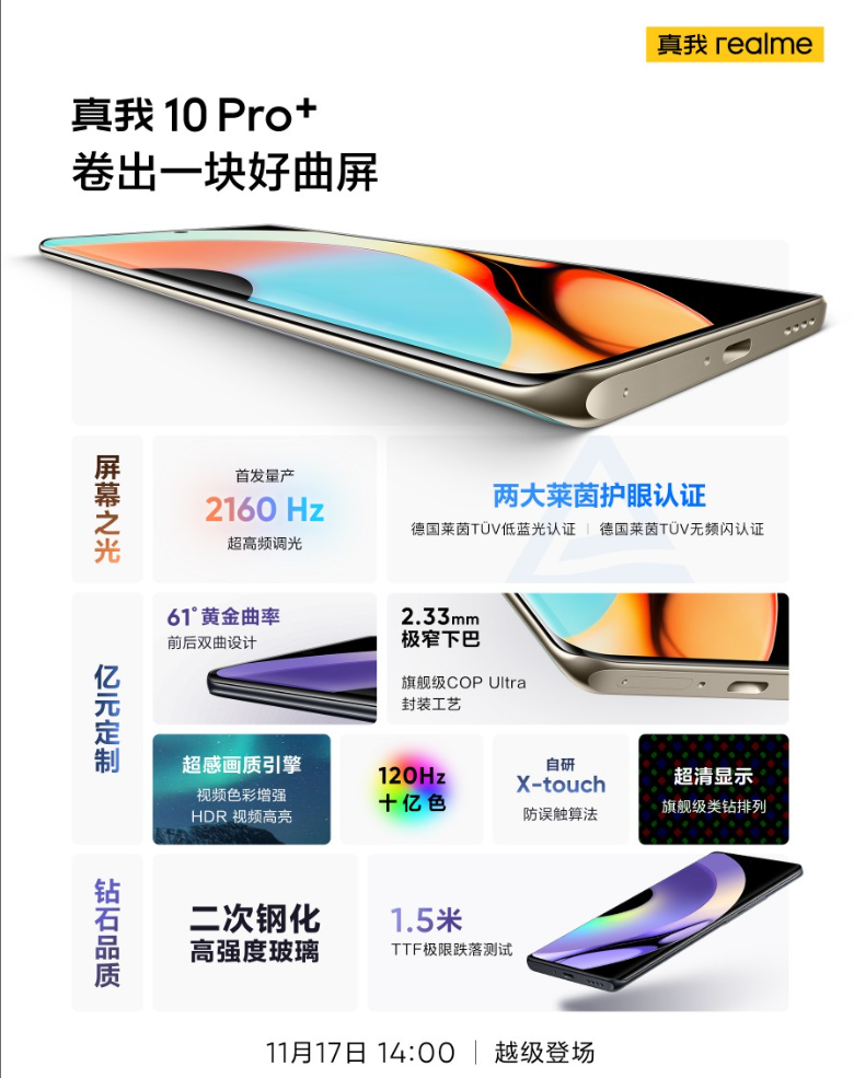 网传丨Realme 10 Pro 采用直屏、双圆环后摄、骁龙695加持