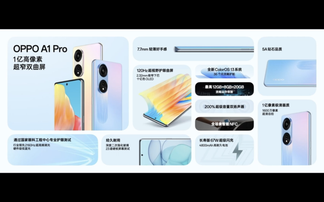 OPPO A1 Pro 发布：OLED双曲屏、1亿像素主摄、67W快充