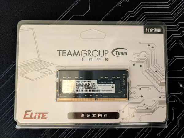 Team 十铨DDR4 3200MHz 笔记本内存普条黑色8GB TED48G3200C22-SBK